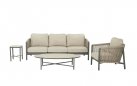 BORA BORA Zestaw ogrodowy wypoczynkowy z sofą 3‑osobową, fotelami i stolikami z aluminium taupe