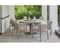 Zestaw ogrodowy BORA BORA – okrągły stół Ø 160 cm z krzesłami z aluminium i poduszkami All Weather antracyt