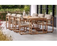 DOLCE Zestaw stołowy z teaku dla 6 osób z poduszkami All Weather jasny beż