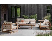 DOLCE LOUNGE Zestaw wypoczynkowy na taras z teaku z sofą 2‑ lub 3‑osobową i poduszkami All Weather j