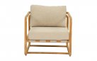 Fotel ogrodowy z drewna teak z poduszką All Weather jasny beż – kolekcja DOLCE