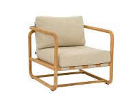 Fotel ogrodowy z drewna teak z poduszką All Weather jasny beż – kolekcja DOLCE