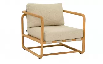 Fotel ogrodowy z drewna teak z poduszką All Weather jasny beż – kolekcja DOLCE