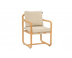 Fotel ogrodowy z drewna teak z poduszką All Weather jasny beż – kolekcja DOLCE