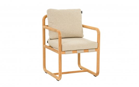 Fotel ogrodowy z drewna teak z poduszką All Weather jasny beż – kolekcja DOLCE Fotel ogrodowy z drewna teak z poduszką All Weather jasny beż – kolekcja DOLCE