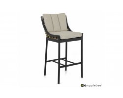 Hoker ogrodowy z czarnego aluminium i technorattanu z poduszką All Weather 