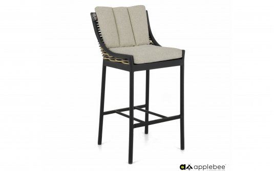 Hoker ogrodowy z czarnego aluminium i technorattanu z poduszką All Weather 