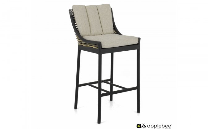 Hoker ogrodowy z czarnego aluminium i technorattanu z poduszką All Weather 