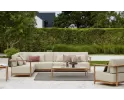 Zestaw wypoczynkowy ogrodowy ST. LUCIA z drewna teak i poduszkami All Weather jasnobeżowymi