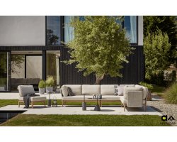 Zestaw wypoczynkowy ogrodowy LISA z drewna teak z poduszkami Bee Wett w kolorze jasnobeżowym