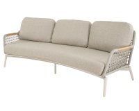 Sofa ogrodowa MARSELILLE 3-osobowa beżowa z liną i elementami teak