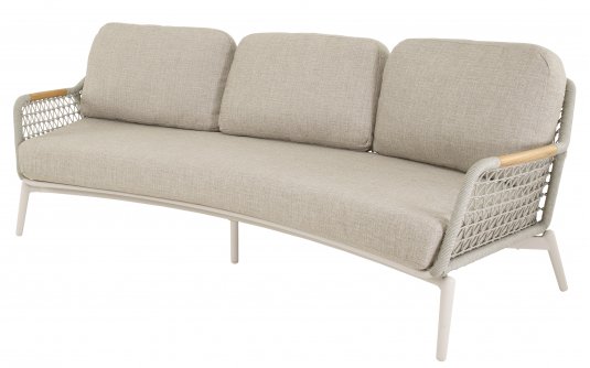 Sofa ogrodowa MARSELILLE 3-osobowa beżowa z liną i elementami teak Sofa ogrodowa MARSELILLE 3-osobowa beżowa z liną i elementami teak