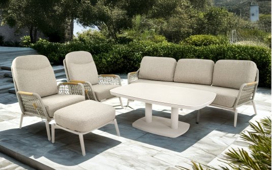 Zestaw wypoczynkowy ogrodowy z kolekcji Marseille jasnobeżowy Zestaw wypoczynkowy ogrodowy z kolekcji Marseille jasnobeżowy