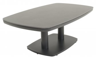 Grafitowy stolik kawowy ogrodowy podnoszony z blatem z kamienia spiekanego, genewa.