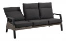 Sofa ogrodowa TREVISO 3-osobowa aluminowa pochylane oparcia technorattan Szary