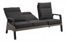 Sofa ogrodowa TREVISO 3-osobowa aluminowa pochylane oparcia technorattan Szary