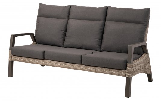 Sofa ogrodowa TREVISO 3-osobowa aluminowa pochylane oparcia technorattan Taupe