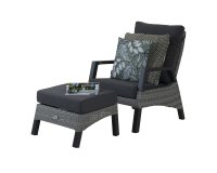 Wysoki fotel ogrodowy aluminiowy na taras telewizor szary