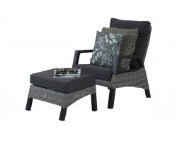 Wysoki fotel ogrodowy aluminiowy na taras telewizor szary