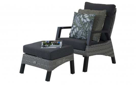 Wysoki fotel ogrodowy aluminiowy na taras telewizor szary