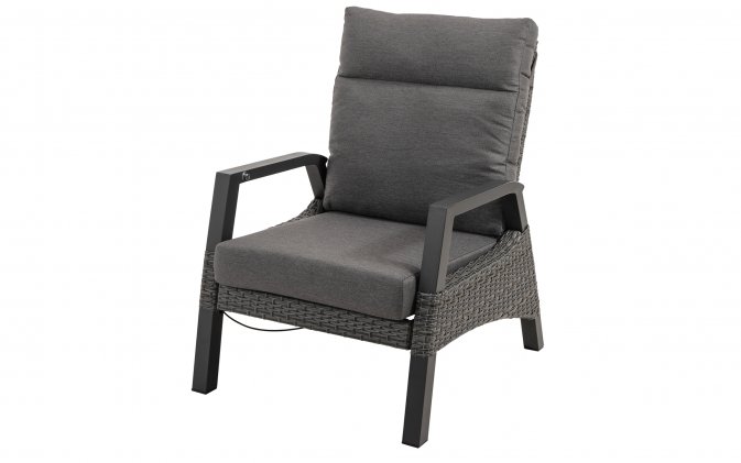 Fotel ogrodowy z wysokim i pochylonym oparciem TREVISO grafitowy