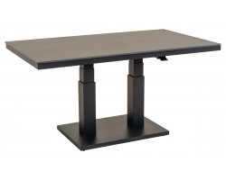 Wygodnych stolik kawowy GENEVA 140x80 cm ogrodowy aluminiowy w kolorze grafitowym z podnoszonym blatem z kamienia spiekanego