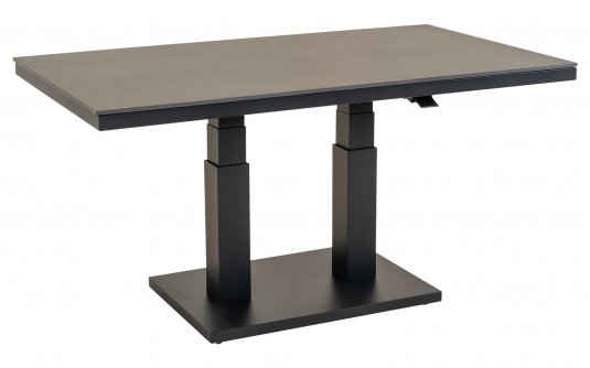 Wygodnych stolik kawowy GENEVA 140x80 cm ogrodowy aluminiowy w kolorze grafitowym z podnoszonym blatem z kamienia spiekanego