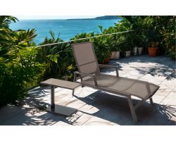 GENEVA 60x40 Stolik ogrodowy pomocniczy aluminium antracyt blat kamień spiekany regulowany