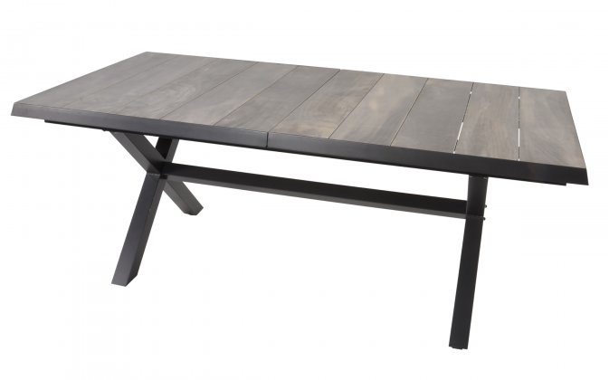 Rozkładany stół aluminiowy CASTILLA 204-264 ciemnoszary z blatem ceramicznym, beżowym