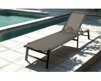 Lekki aluminiowy leżak ogrodowy składany LAZZARO grafitowy