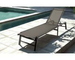 Lekki aluminiowy leżak ogrodowy składany LAZZARO grafitowy