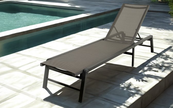 Lekki aluminiowy leżak ogrodowy składany LAZZARO grafitowy