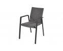 FARDAU antracytowe krzesło ogrodowe sztaplowania aluminiowe z tapicerowanym siedziskiem