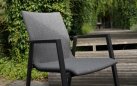 FARDAU antracytowe krzesło ogrodowe sztaplowania aluminiowe z tapicerowanym siedziskiem