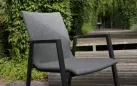 FARDAU antracytowe krzesło ogrodowe sztaplowania aluminiowe z tapicerowanym siedziskiem