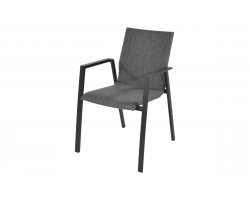 FARDAU antracytowe krzesło ogrodowe sztaplowania aluminiowe z tapicerowanym siedziskiem