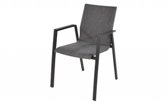 FARDAU antracytowe krzesło ogrodowe sztaplowania aluminiowe z tapicerowanym siedziskiem
