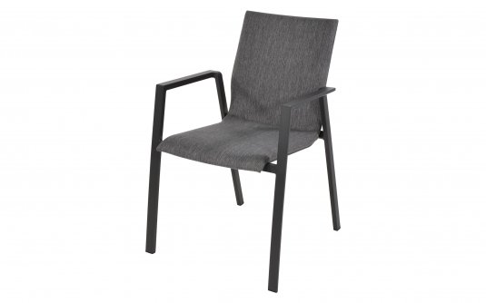 FARDAU antracytowe krzesło ogrodowe sztaplowania aluminiowe z tapicerowanym siedziskiem