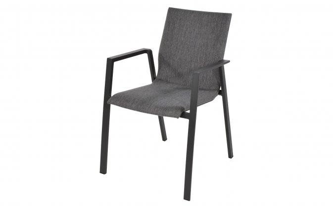 FARDAU antracytowe krzesło ogrodowe sztaplowania aluminiowe z tapicerowanym siedziskiem