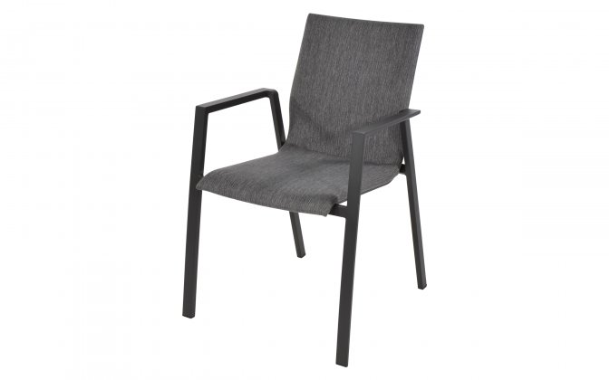 FARDAU antracytowe krzesło ogrodowe sztaplowania aluminiowe z tapicerowanym siedziskiem