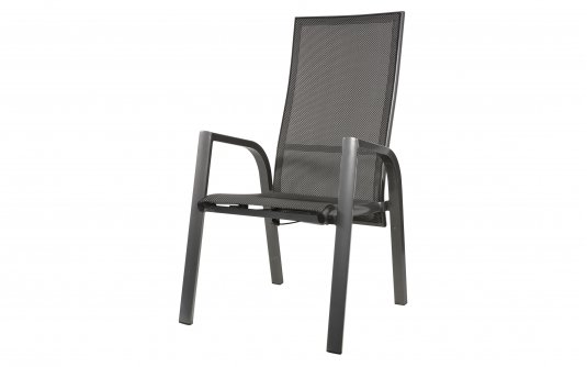 Wysokie krzesło ogrodowe MOJITO z pochyleniem oparciem aluminiowe grafitowe siedzisko tekstylina Wysokie krzesło ogrodowe MOJITO z pochyleniem oparciem aluminiowe grafitowe siedzisko tekstylina