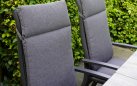 Ciemnoszare, aluminiowe krzesło ogrodowe z wysokim i pochylonym płynnie oparciem MOJITO II