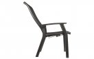 Ciemnoszare, aluminiowe krzesło ogrodowe z wysokim i pochylonym płynnie oparciem MOJITO II