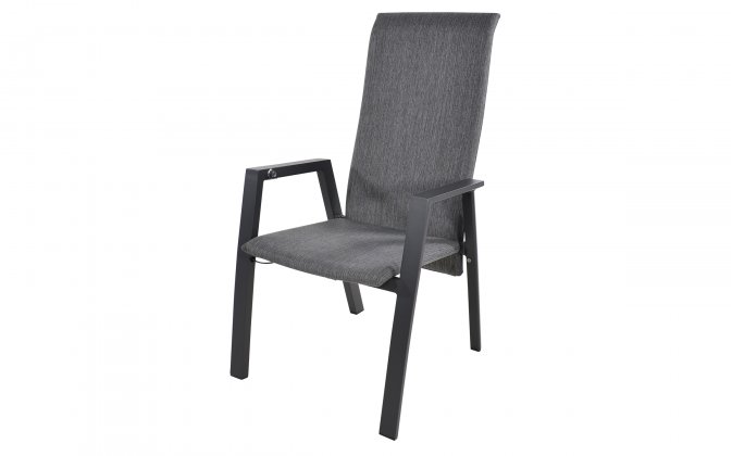 FLARE Krzesło ogrodowe pochylane oparcie aluminium antracyt tapicerowane