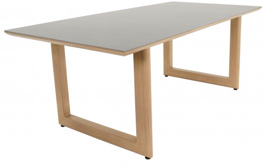 ESPINAR Stół ogrodowy 200×90 prostokątny aluminium woodlook blat kamień spiekany