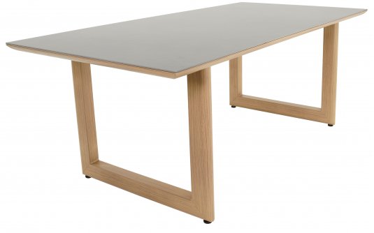 ESPINAR Stół ogrodowy 200×90 prostokątny aluminium woodlook blat kamień spiekany