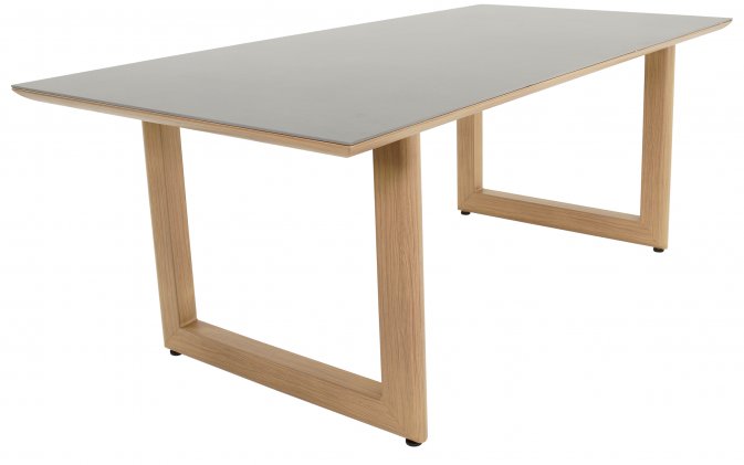 ESPINAR Stół ogrodowy 200×90 prostokątny aluminium woodlook blat kamień spiekany