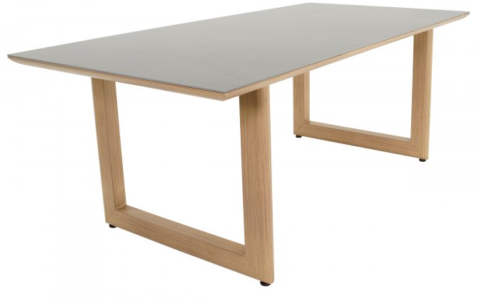 ESPINAR Stół ogrodowy 200×90 prostokątny aluminium woodlook blat kamień spiekany