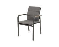 Aluminiowe krzesło ogrodowe z podłokietnikami woodlook oraz poduszką SORAPA