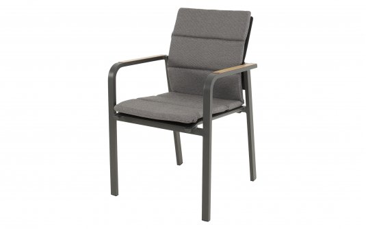 Aluminiowe krzesło ogrodowe z podłokietnikami woodlook oraz poduszką SORAPA Aluminiowe krzesło ogrodowe z podłokietnikami woodlook oraz poduszką SORAPA